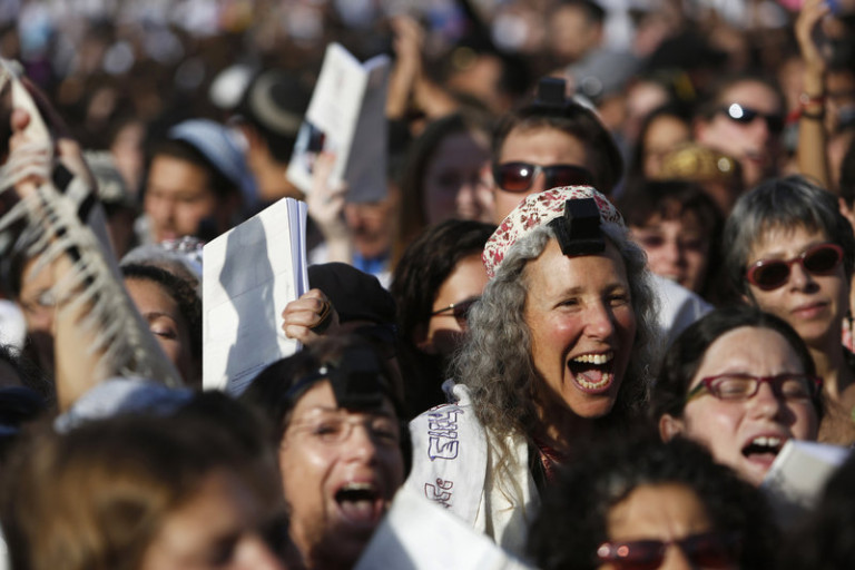 A Member Of Women Of The Wall Group Wears A Prayer Shawl And Tefillin